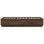 Brown oak engineered wood bed frame 90x200 cm by vidaXL, Beds and slatted bases - Ref: Foro24-3209729, Price: 115,13 €, Disco...