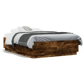 Smoked oak engineered wood bed frame 140x190cm by vidaXL, Beds and slatted bases - Ref: Foro24-3209734, Price: 145,27 €, Disc...