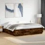 Smoked oak engineered wood bed frame 200x200cm by vidaXL, Beds and slatted bases - Ref: Foro24-3209678, Price: 167,95 €, Disc...