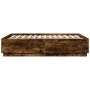 Smoked oak engineered wood bed frame 135x190cm by vidaXL, Beds and slatted bases - Ref: Foro24-3209741, Price: 142,13 €, Disc...