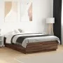 Oak brown engineered wood bed frame 135x190 cm by vidaXL, Beds and slatted bases - Ref: Foro24-3209743, Price: 146,49 €, Disc...