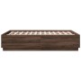 Oak brown engineered wood bed frame 135x190 cm by vidaXL, Beds and slatted bases - Ref: Foro24-3209743, Price: 148,29 €, Disc...