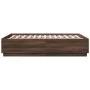 Oak brown engineered wood bed frame 135x190 cm by vidaXL, Beds and slatted bases - Ref: Foro24-3209743, Price: 146,49 €, Disc...