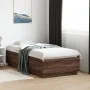 Oak brown engineered wood bed frame 90x190 cm by vidaXL, Beds and slatted bases - Ref: Foro24-3209757, Price: 111,56 €, Disco...