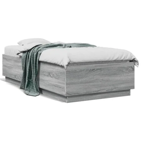Sonoma gray wood bed frame with LED lights 90x190 cm by vidaXL, Beds and slatted bases - Ref: Foro24-3209665, Price: 132,31 €...