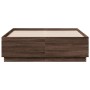 Bed frame with LED lights brown oak wood 135x190 cm by vidaXL, Beds and slatted bases - Ref: Foro24-3209652, Price: 169,71 €,...