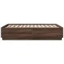 Bed frame with LED lights brown oak wood 135x190 cm by vidaXL, Beds and slatted bases - Ref: Foro24-3209652, Price: 167,65 €,...