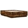 Estructura cama con luces LED madera roble ahumado 135x190 cm de vidaXL, Camas y somieres - Ref: Foro24-3209650, Precio: 162,...