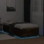 Estructura cama con luces LED madera roble ahumado 75x190 cm de vidaXL, Camas y somieres - Ref: Foro24-3209671, Precio: 123,6...