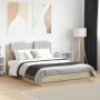 Sonoma oak engineered wood bed with headboard 140x190 cm by vidaXL, Beds and slatted bases - Ref: Foro24-3209949, Price: 193,...