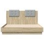 Sonoma oak engineered wood bed with headboard 140x190 cm by vidaXL, Beds and slatted bases - Ref: Foro24-3209949, Price: 193,...