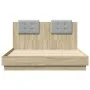 Sonoma oak engineered wood bed with headboard 140x190 cm by vidaXL, Beds and slatted bases - Ref: Foro24-3209949, Price: 191,...