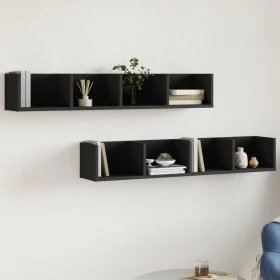 Wall furniture 2 pcs engineered wood black 99x18x16.5cm by vidaXL, Shelves and shelves - Ref: Foro24-840446, Price: 38,53 €, ...