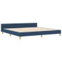 Estructura de cama con cabecera Azul 200 x 200 cm tela