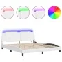 Bed frame with LED light white synthetic leather 180x200cm by vidaXL, Beds and slatted bases - Ref: Foro24-3214125, Price: 24...