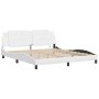 Bed frame with LED light white synthetic leather 180x200cm by vidaXL, Beds and slatted bases - Ref: Foro24-3214125, Price: 24...