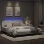 Bed frame with LED light white synthetic leather 180x200cm by vidaXL, Beds and slatted bases - Ref: Foro24-3214125, Price: 24...