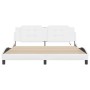 Bed frame with LED light white synthetic leather 180x200cm by vidaXL, Beds and slatted bases - Ref: Foro24-3214125, Price: 24...