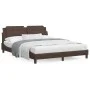 Bed frame with LED lights brown PE leather 160x200 cm by vidaXL, Beds and slatted bases - Ref: Foro24-3214119, Price: 233,63 ...