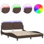 Bed frame with LED lights brown PE leather 160x200 cm by vidaXL, Beds and slatted bases - Ref: Foro24-3214119, Price: 233,63 ...
