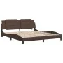 Bed frame with LED lights brown PE leather 160x200 cm by vidaXL, Beds and slatted bases - Ref: Foro24-3214119, Price: 233,63 ...