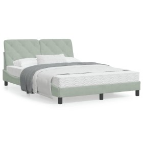 Estructura de cama con cabecero terciopelo gris claro 120x200cm
