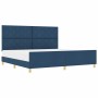 Estructura de cama con cabecera Azul 200 x 200 cm tela