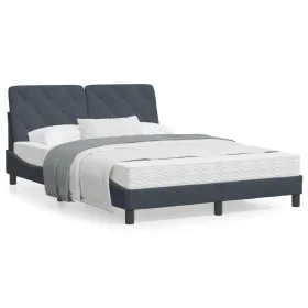Dark gray velvet bed frame with headboard 140x190 cm by vidaXL, Beds and slatted bases - Ref: Foro24-3207918, Price: 191,20 €...