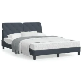 Dark gray velvet bed frame with headboard 140x200 cm by vidaXL, Beds and slatted bases - Ref: Foro24-3207924, Price: 194,66 €...