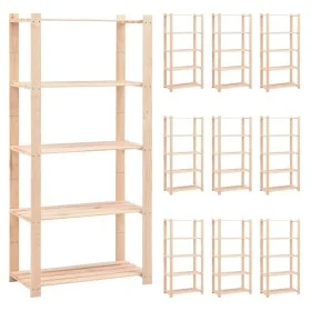 Shelving 5 levels 10 units solid pine wood 250 kg by vidaXL, Industrial shelving - Ref: Foro24-3051116, Price: 970,57 €, Disc...