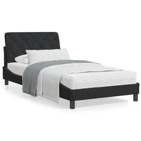 Black velvet bed frame with LED lights 100x200 cm by vidaXL, Beds and slatted bases - Ref: Foro24-3213839, Price: 134,94 €, D...