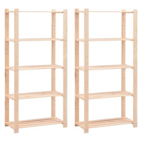 5-level shelf, 2 units, solid pine wood, 250 kg by vidaXL, Industrial shelving - Ref: Foro24-3051113, Price: 126,67 €, Discou...