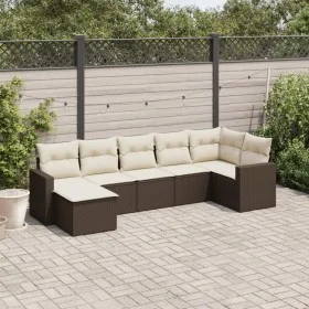 7-teiliges Gartensofa-Set mit braunen PE-Rattan-Kissen von vidaXL, Modulare Sofas für den Außenbereich - Ref: Foro24-3251620,...