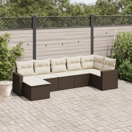 7-piece garden sofa set with brown PE rattan cushions by vidaXL, Modular outdoor sofas - Ref: Foro24-3251620, Price: 449,32 €...