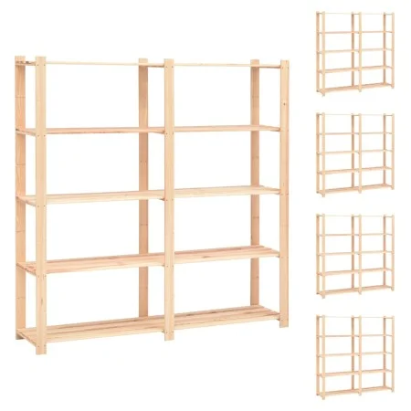 5-level shelf, 5 units, solid pine wood, 500 kg by vidaXL, Industrial shelving - Ref: Foro24-3051111, Price: 610,90 €, Discou...