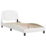 Bed frame with LED lights white synthetic leather 90x200 cm by vidaXL, Beds and slatted bases - Ref: Foro24-3214083, Price: 1...