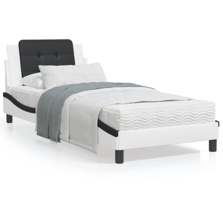 Bettgestell mit LED schwarz-weißem Kunstleder 90x200 cm von vidaXL, Betten und Lattenroste - Ref: Foro24-3214088, Preis: 144,...