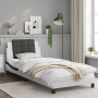 Estructura cama con LED cuero sintético blanco negro 90x200 cm