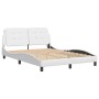 Estructura cama con luces LED cuero sintético blanco 120x200 cm de vidaXL, Camas y somieres - Ref: Foro24-3214097, Precio: 19...