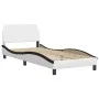 Bed frame with LED black white synthetic leather 100x200 cm by vidaXL, Beds and slatted bases - Ref: Foro24-3214095, Price: 1...