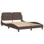 Bed frame with LED lights brown synthetic leather 140x200 cm by vidaXL, Beds and slatted bases - Ref: Foro24-3214112, Price: ...