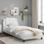 Estructura de cama con cabecero cuero sintético blanco 90x190cm