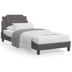 Bed frame with headboard gray synthetic leather 90x190 cm by vidaXL, Beds and slatted bases - Ref: Foro24-3208152, Price: 139...