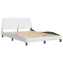 White synthetic leather headboard bed frame 120x200 cm by vidaXL, Beds and slatted bases - Ref: Foro24-3208171, Price: 178,89...