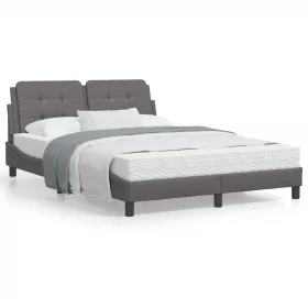 Bed frame with headboard gray synthetic leather 120x200cm by vidaXL, Beds and slatted bases - Ref: Foro24-3208173, Price: 178...