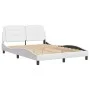 White synthetic leather headboard bed frame 140x190 cm by vidaXL, Beds and slatted bases - Ref: Foro24-3208178, Price: 216,20...