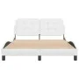 White synthetic leather headboard bed frame 140x190 cm by vidaXL, Beds and slatted bases - Ref: Foro24-3208178, Price: 216,20...