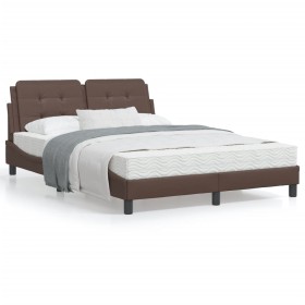 Brown synthetic leather headboard bed frame 140x200 cm by vidaXL, Beds and slatted bases - Ref: Foro24-3208186, Price: 216,17...
