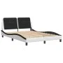 Estructura cama cabecero cuero sintético blanco negro 140x200cm de vidaXL, Camas y somieres - Ref: Foro24-3208190, Precio: 21...