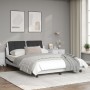 Estructura cama cabecero cuero sintético blanco negro 140x200cm